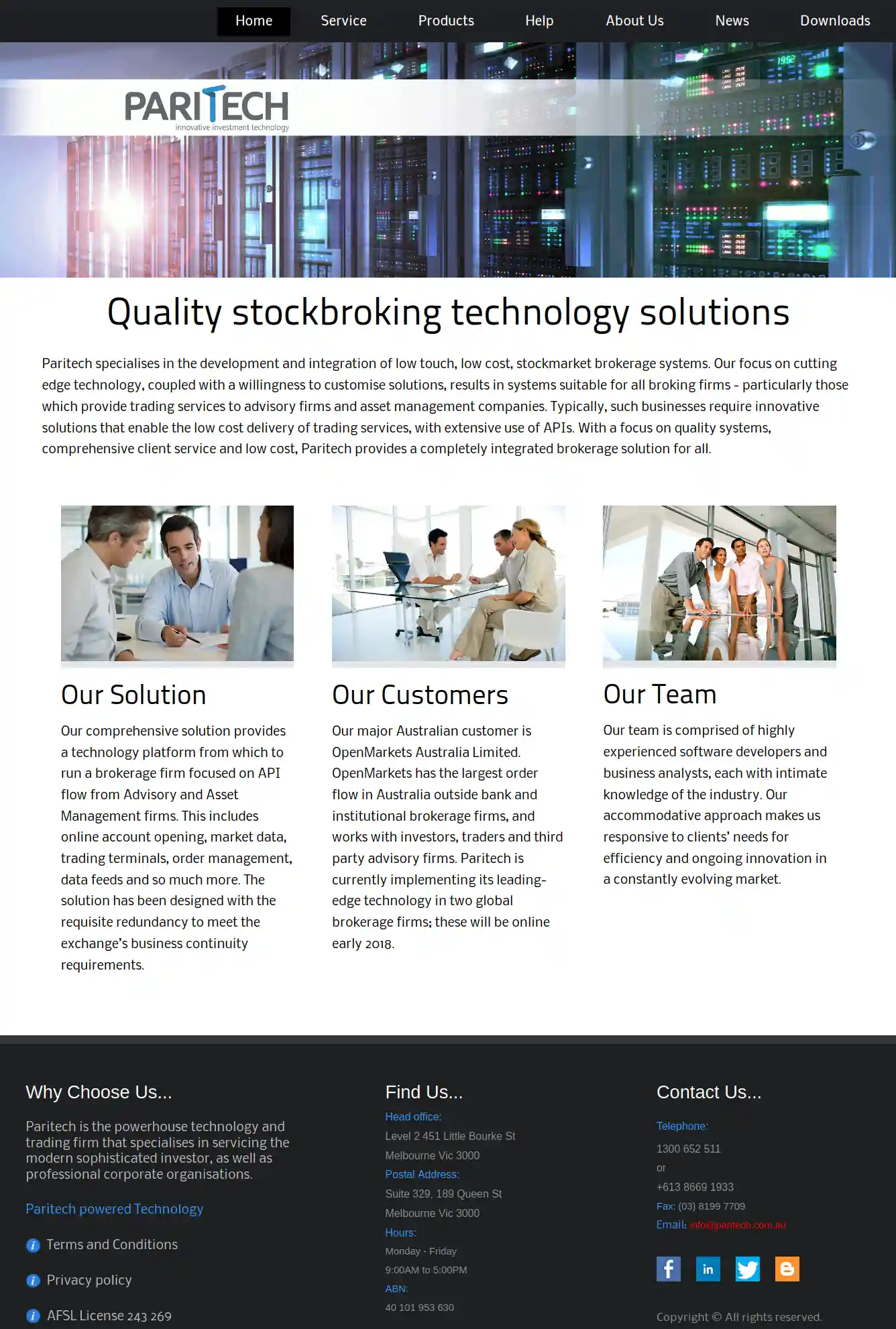 Paritech website snapshot from 2019-03-07